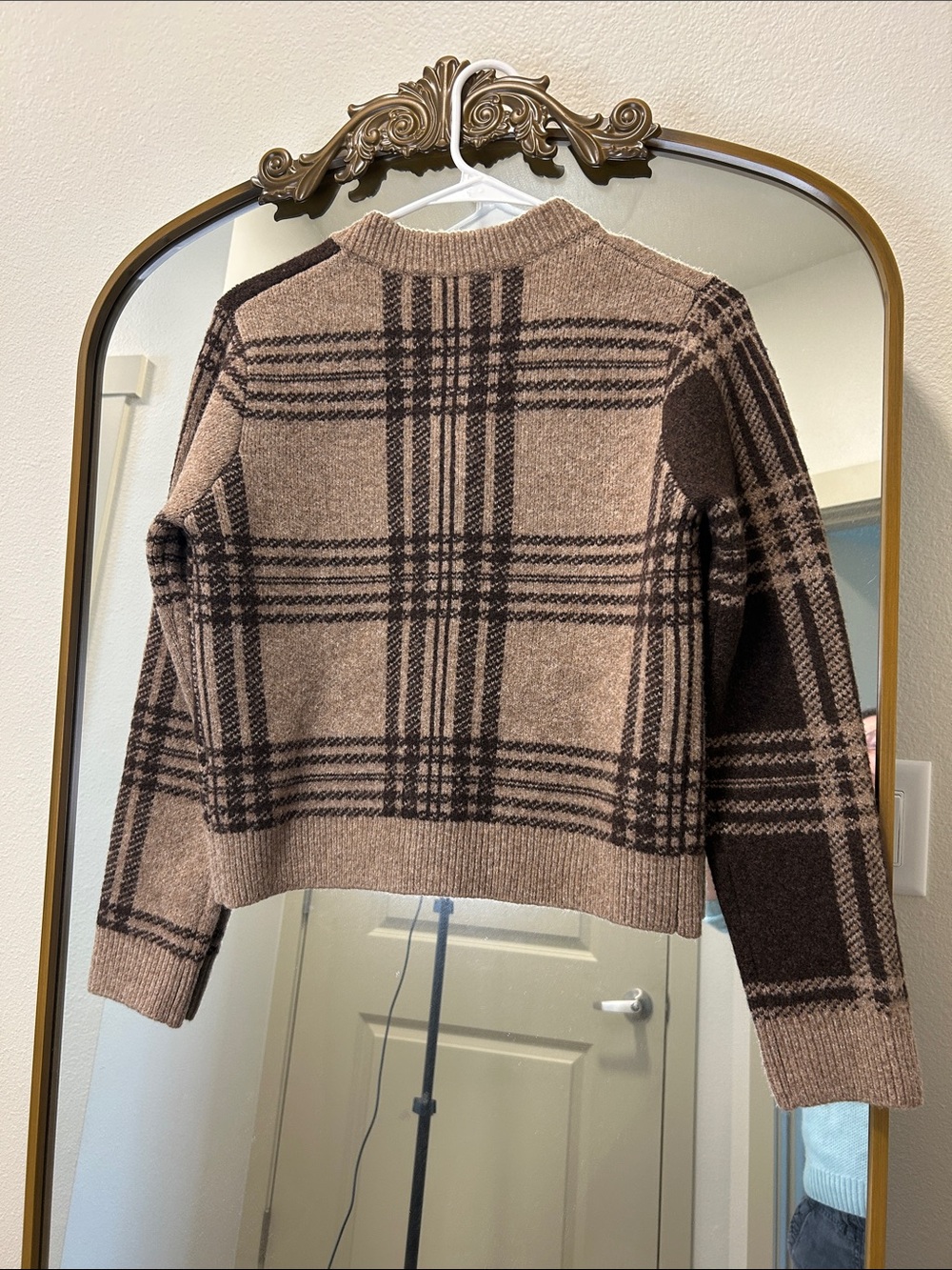 Viral ZARA Plaid Knit Button Cardigan Sweater - Brown & Beige - Picture 5 of 5